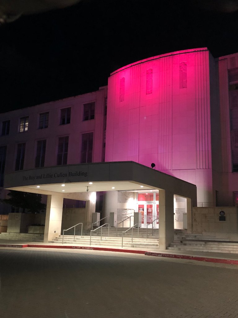 bcmhouston's tweet photo. In celebration of breast cancer awareness month, Baylor College of Medicine is lighting up pink. #breastcancerawarenessmonth #bcam https://t.co/I2W4u4LxxN