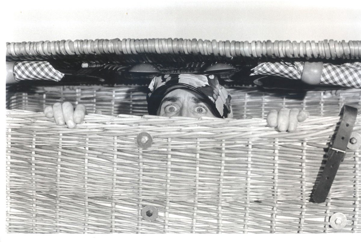 Co-founder and former Artistic Director Tim Webb looks a bit hamper-ed in this picture…😂 (Pardon the pun, we couldn’t help ourselves!)

This is another photo from Picnic (1985) to celebrate #OilyCart37Years