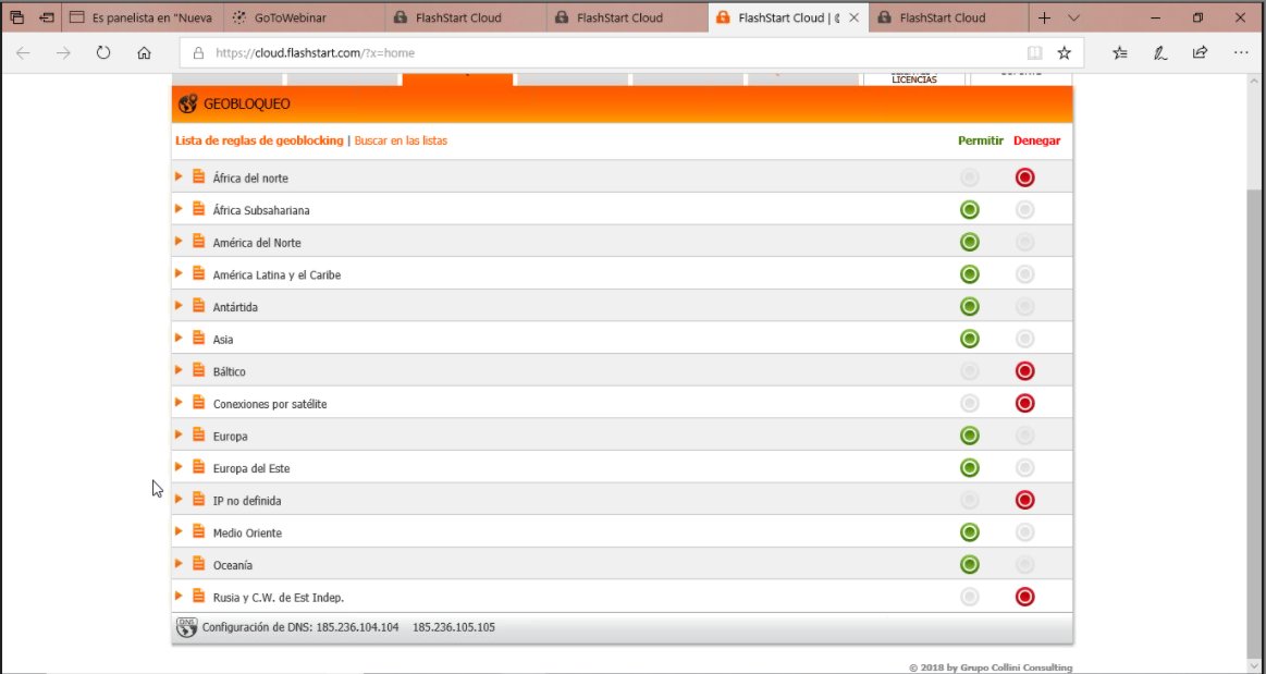 Landashop's tweet image. Desde la herramienta también se pueden bloquear páginas de ciertos países, que infectan el 95% de los dispositivos conectados #flashstart