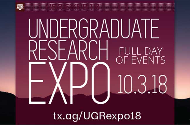 graphic reading "undergraduate research expo 10.3.18