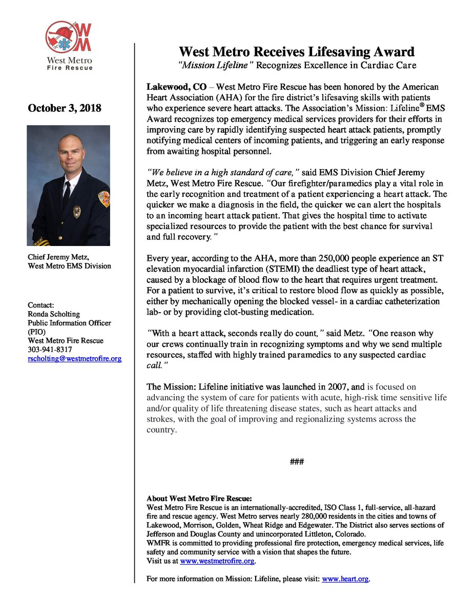 Westmetrofire On Twitter We Re Honored To Be The Recipient Of