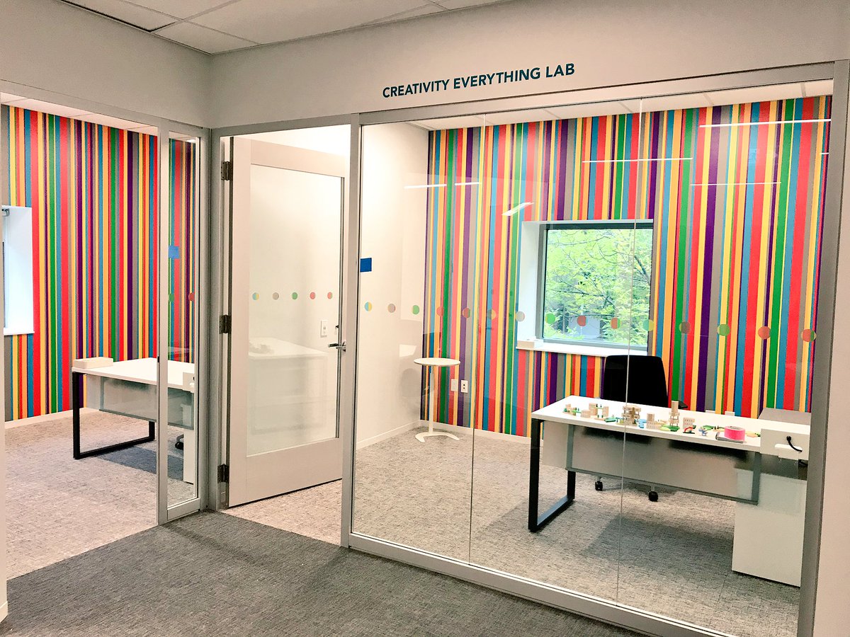 davidgauntlett's tweet photo. Oo it’s actually happening! My new #CreativityEverything Lab at @RyersonFCAD! In actual letters on the actual wall. And this is just one bit of the much bigger interdisciplinary #FCADCatalyst. Yay! https://t.co/BWuLOd1nX1