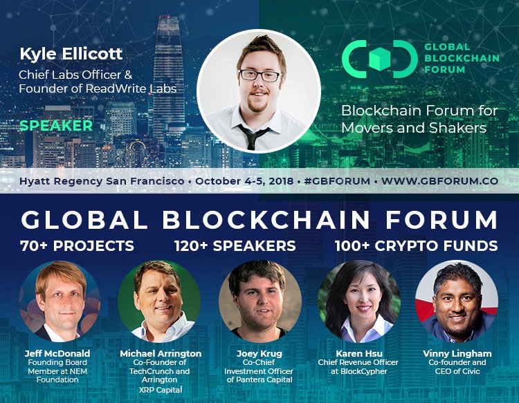 Happy to join J. McDonald (Co-founder of #NEM), M. Arrington (Founder of #TechCrunch), and A. Mashinsky (Founder of #Celsius) at Global Blockchain Forum. See you there as well! cc: <a href="/G_B_Forum/">Global Blockchain Forum</a>
(Exclusive 5-day 50% Offer: CMY50 bit.ly/2NuPdPY)