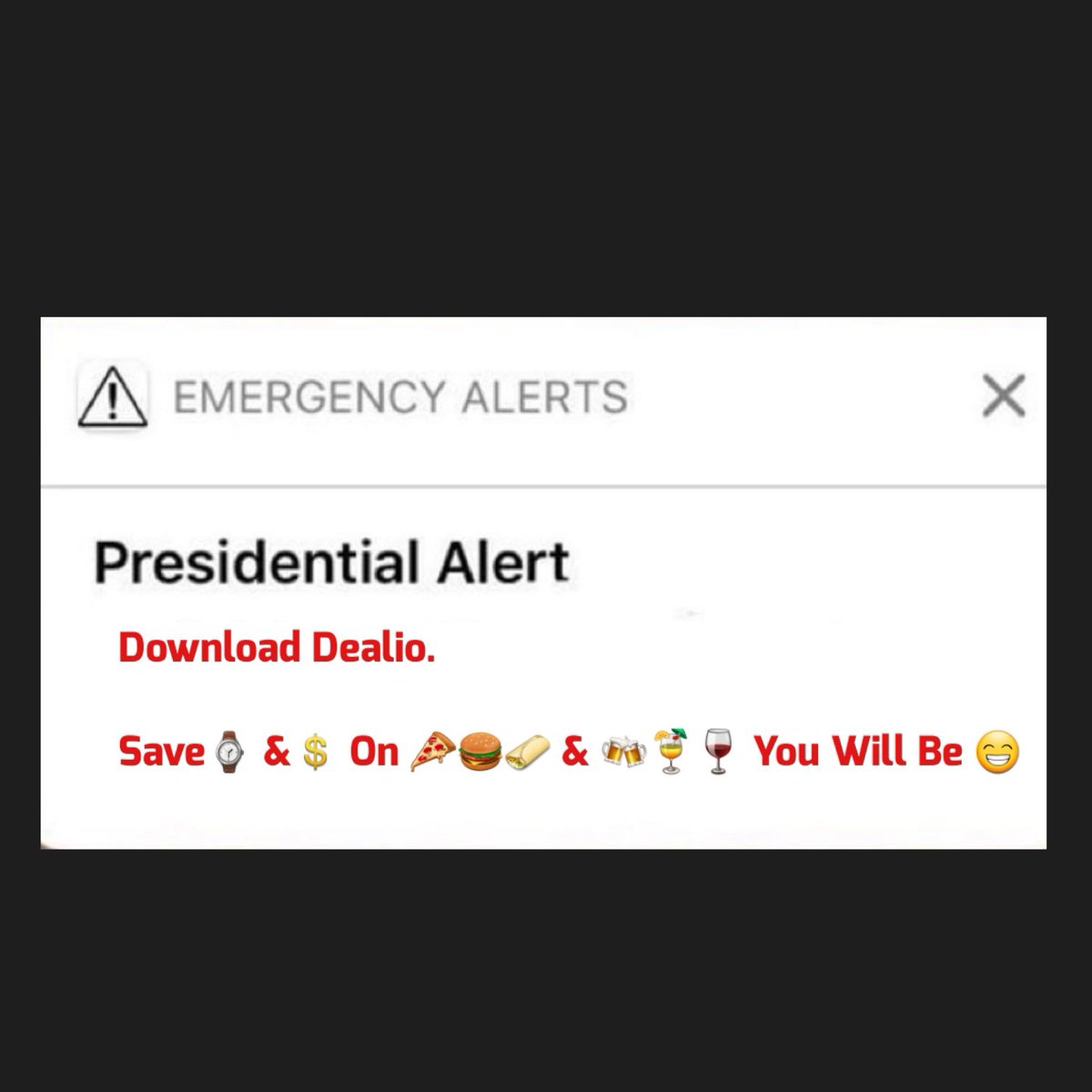 Dealio_Inc's tweet photo. Did you get this text too? 

#PresidentialAlert #UCSB #Free #SantaBarbara #photooftheday #promo https://t.co/qcUePjxpKL