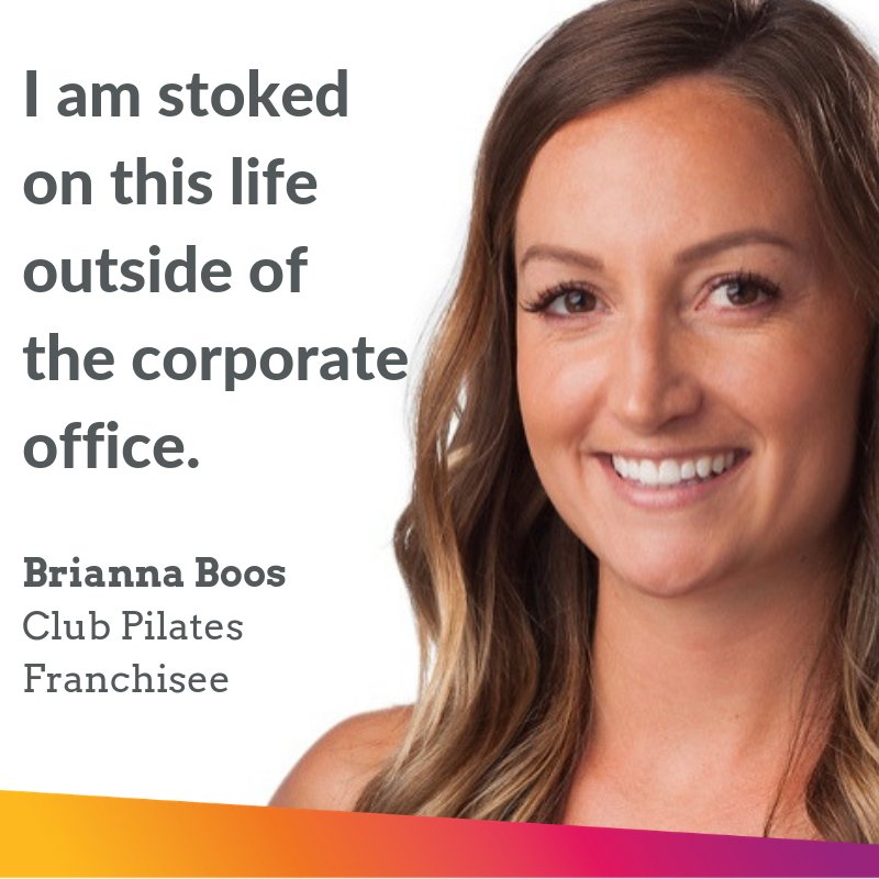 franchiserising's tweet photo. Feeling trapped in your corporate job? It doesn't have to be that way. Get inspired by Bri Boos' journey from corporate assistant to Club Pilates franchisee about to open her 3rd location! https://t.co/MjMSjrcfhU #womeninfranchising #clubpilates https://t.co/rs5wBeOgO7