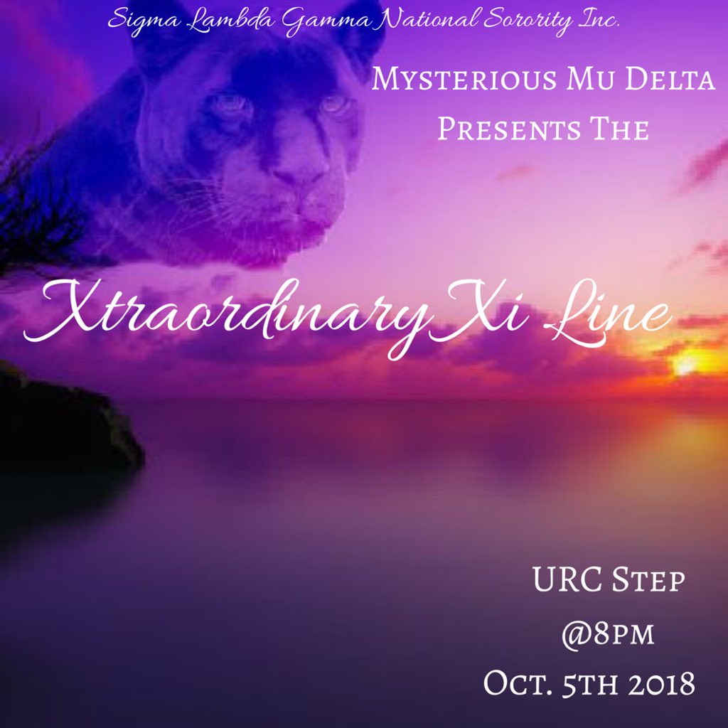 Gammasateastern's tweet photo. Don’t forget, this💕💜FRIDAY OCT. 5th 💕💜we are releasing our baby panthers🐾. Event starts @8pm on the URC Steps!! https://t.co/lF6Cdf2R2i