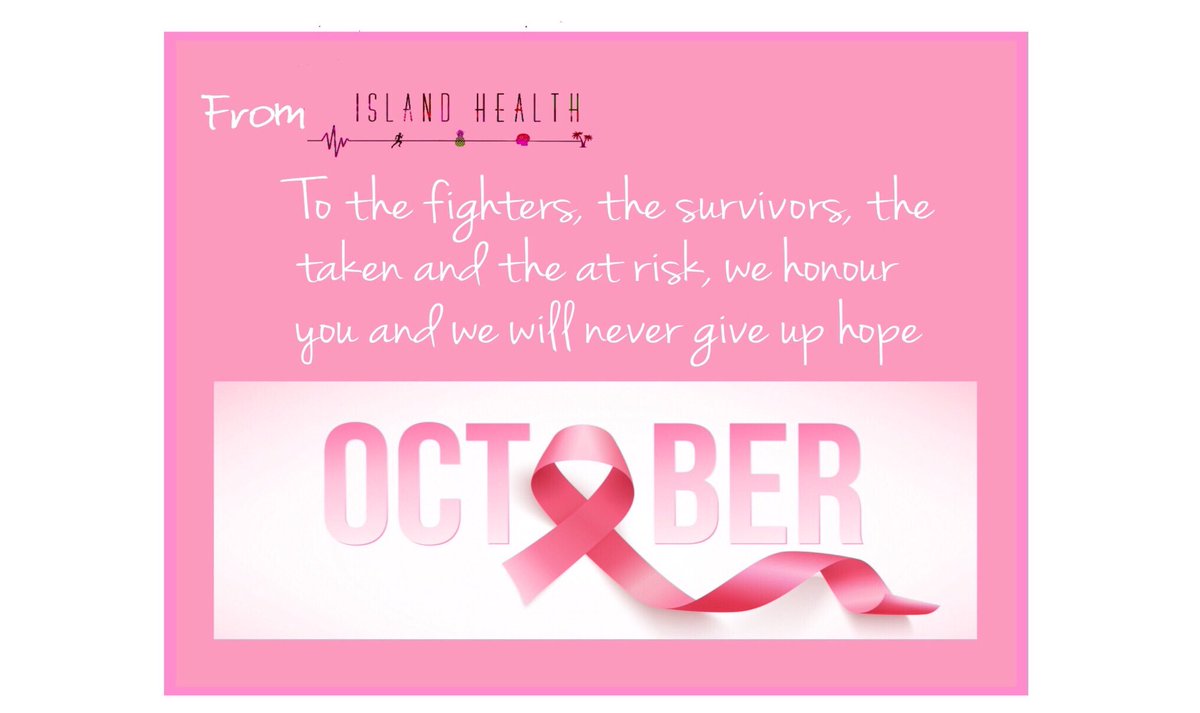 WIHealthy's tweet photo. To all our Island beauties,
October is #BreastCancerAwarenessMonth
We dedicate this month to enlightening the public and encouraging the affected. Early detection is literally in your hands.
#ProtectDBress #FindTheCure #KnowPink ๐โ https://t.co/Lt4XEWnbKS