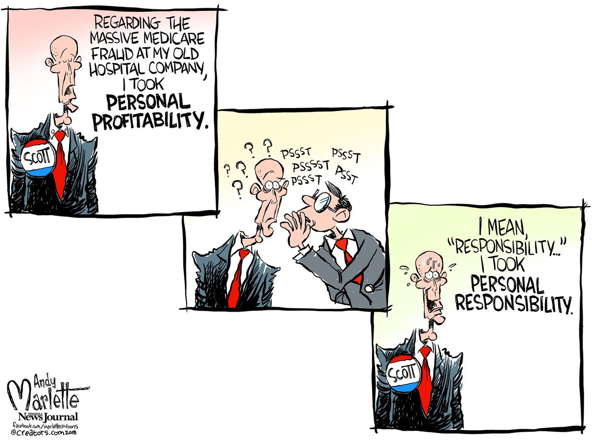 Rick Scott needs a reminder of what “responsibility” really means. (Cartoon by <a href="/AndyMarlette/">Andy Marlette</a>)  #NotScott #FLSen