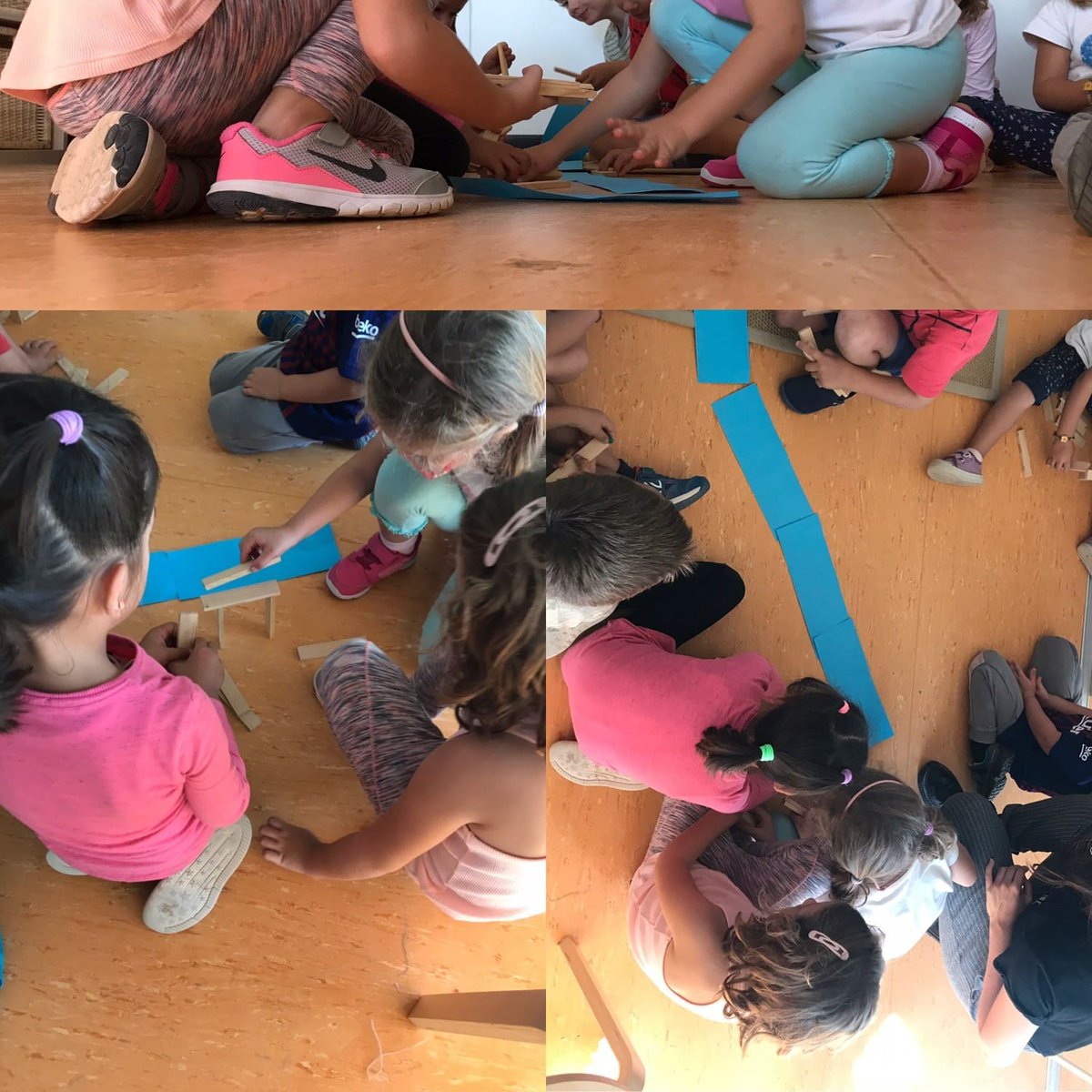 Paidoscat's tweet image. Avui a La Mirada, a l’activitat d’#Explorem, els infants de P4 i P5 ha posat en práctica la construcció manual amb peces de fusta. Que la imaginació no pari de crèixer! #extraescolarsmirada