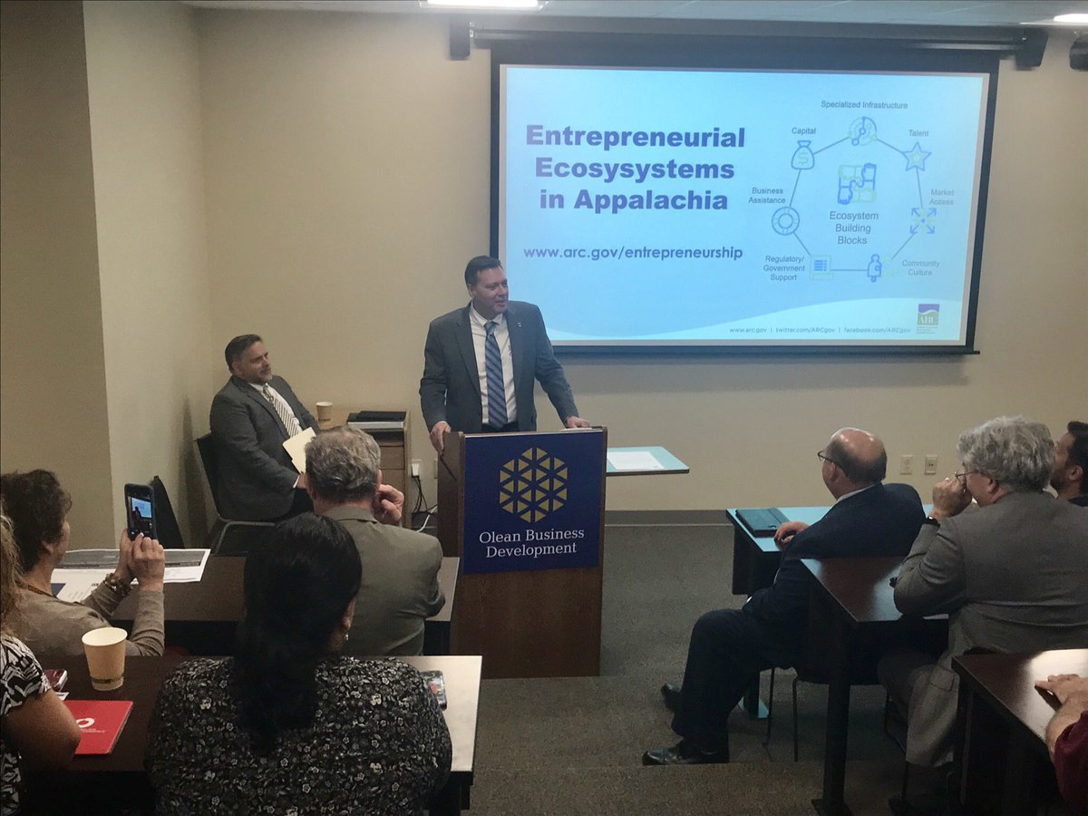 OleanBD's tweet photo. We welcome Tim Thomas, Appalachian Region Commission Co-Chair, to Olean today to announce a new report on nurturing #entrepreneurial ecosystems. https://t.co/3eraunXqlD