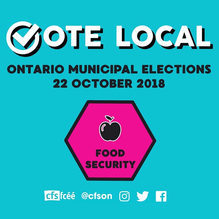 CFSON's tweet photo. Vote for a municipal government that will prioritize:

- Creating and supporting municipal food policy councils

- Poverty reduction strategies on and off-campus 

#VoteLocal #MunicipalElections2018 #cfson @mealexchange https://t.co/KvxtHmpRWD
