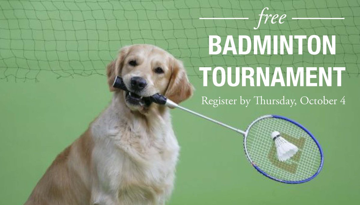 Register for #badminton open #singles or open #doubles by tomorrow at 5 p.m.

Login or create your free account at imleagues.com/oakland to register for the free badminton tournament.

See you out there!