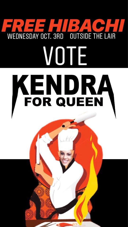 Hungry?? Kendra’s got you covered! 

Stop by and see us in front of the Lair today for some lunch before you vote! 

Voting is open until 7 PM in the Lair or the Rec!