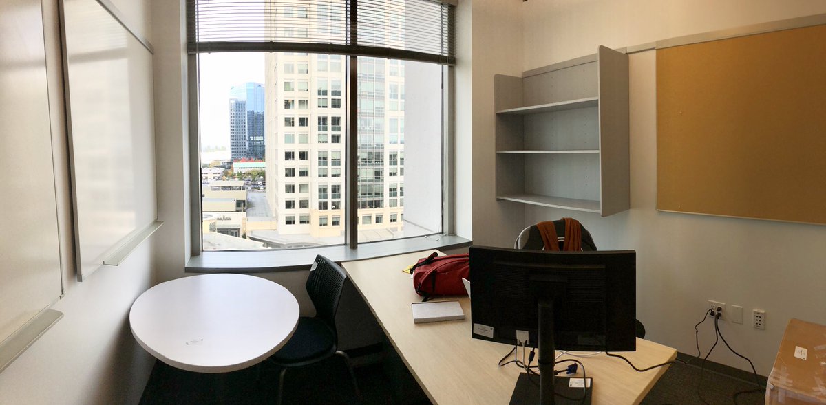shonadelie's tweet photo. Hello new office at the Bravern! Still not used to being in a high rise building and seeing skyscrapers outside my window instead of Lake Bill, but there’s a first time for everything! #msftlife #campusrefresh https://t.co/jtc1h27E4L