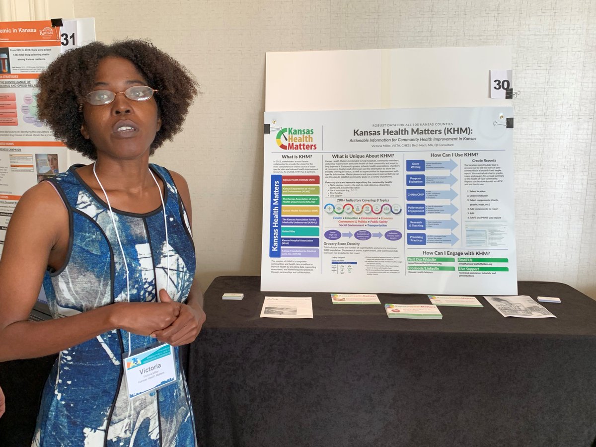 KHIorg's tweet photo. KHI is a proud partner of Kansas Health Matters, which compiles public health-related data, resources and more on its website, https://t.co/DOlAIQh7CA. Visit Victoria Miller, VISTA project specialist at Kansas Health Matters, at #KPHA2018. @KSPublicHealth #KPHA75yearsstrong https://t.co/42V5n4gs8Q