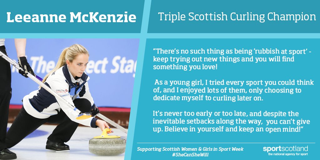 Great advice to younger girls from curler, Leeanne - keep trying out new things and you'll find something you love! #SheCanSheWill