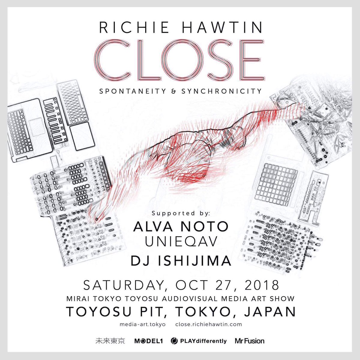 accutronoffical's tweet photo. accutron レジデント ISHLJIMA 出演
#未来東京 #MIRAITOKYO
RICHIE HAWTIN [CLOSE]
ALVA NOTE [UNIEQAV]   
最新オーディオビジュアルメディアアートショー 豪華ツーマン よろしくお願いします。
https://t.co/lTAexLHGcg 
#alvanoto #RichieHawtin #CLOSElive https://t.co/CEO4ctOdZ3