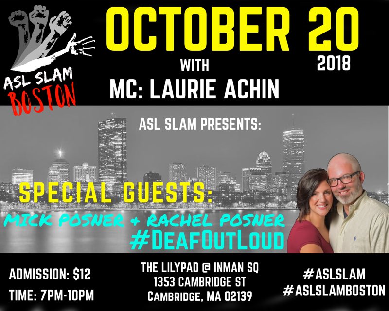 mickposner1's tweet photo. Rachel and I will be appearing at the next ASL SLAM - Boston on Saturday, October 20th. See you all there. #DeafOutLoud #ASLSlam #ASLSlamBoston #Boston https://t.co/4tExFaxnez