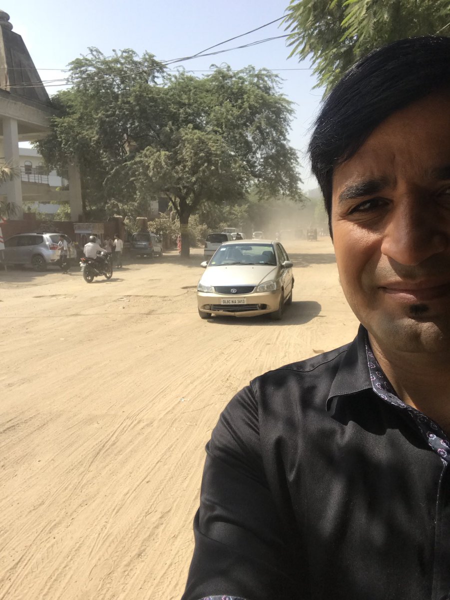 wecares4india's tweet photo. #selfiewithpotholes #deathtrap Let’s post selfie with potholes &amp; raise our voice. Road near DPSG Palam Vihar. @MunCorpGurugram @CommissionerMCG @cmohry @PMOIndia @yashpalmurar @RaoNarbir Sir we r waiting 4 road, Road is not even visible. I nominate @wrwre @mohitgupt for next. https://t.co/F0I8Q2m5Vr