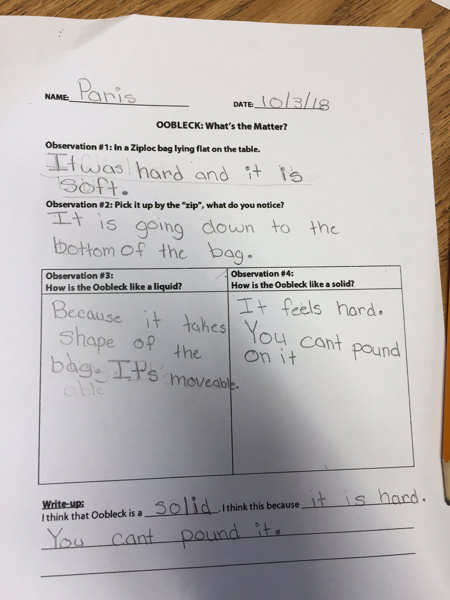 MrsStalkerHMC's tweet photo. 3rd grade making observations and identifying states of matter with Oobleck! @laineyj_HMC1 @e_barchers #3rdgraderocks #HMC1BeyondTheDream #HMC1Proud #hmccompass https://t.co/JSx4OU2AEM
