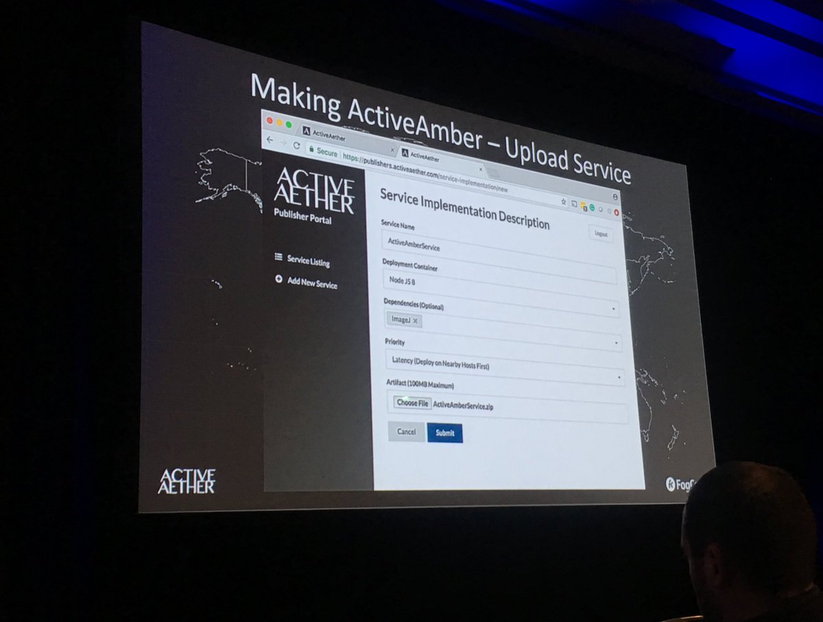 ActiveAether's tweet photo. What serverless in the fog looks like for engineers. Write code, upload to ActiveAether, the end #fogcomputing #serverless #FogWorldCongress https://t.co/NINn1tfv3C