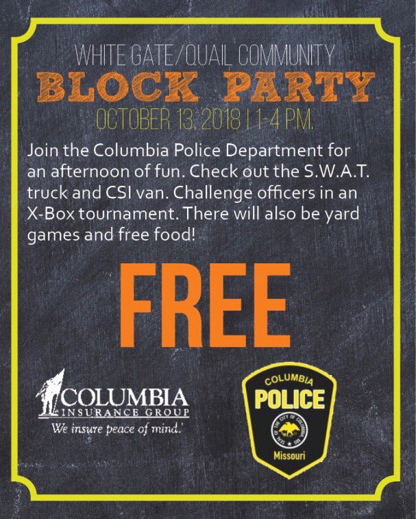 Tell your friends, tell your mothers, tell your sisters and your brothers!. It's a party!! FOR FREE ❤️💃🏽🕺🏽⚽️⚾️🎮. ⁦<a href="/BREMustangs/">Blue Ridge CoMo</a>⁩ ⁦<a href="/ColumbiaPD/">ColumbiaPD</a>⁩ ⁦⁦<a href="/CoMoGov/">City of Columbia, MO</a>⁩