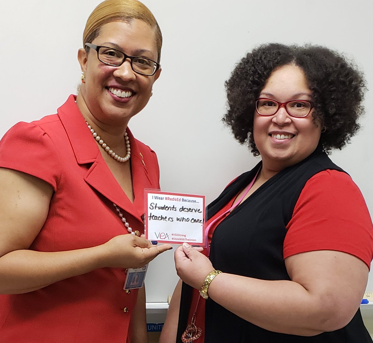 ChesterfieldEa's tweet photo. @ChesterfieldEa 2nd VP Andrea Lundy understands why "students deserve teachers who care!" #VEAStrong #VEA4Kids #StickWithTheUnion #CEAStrong #RedForEd #Red4Ed https://t.co/jHwSRWSCVu