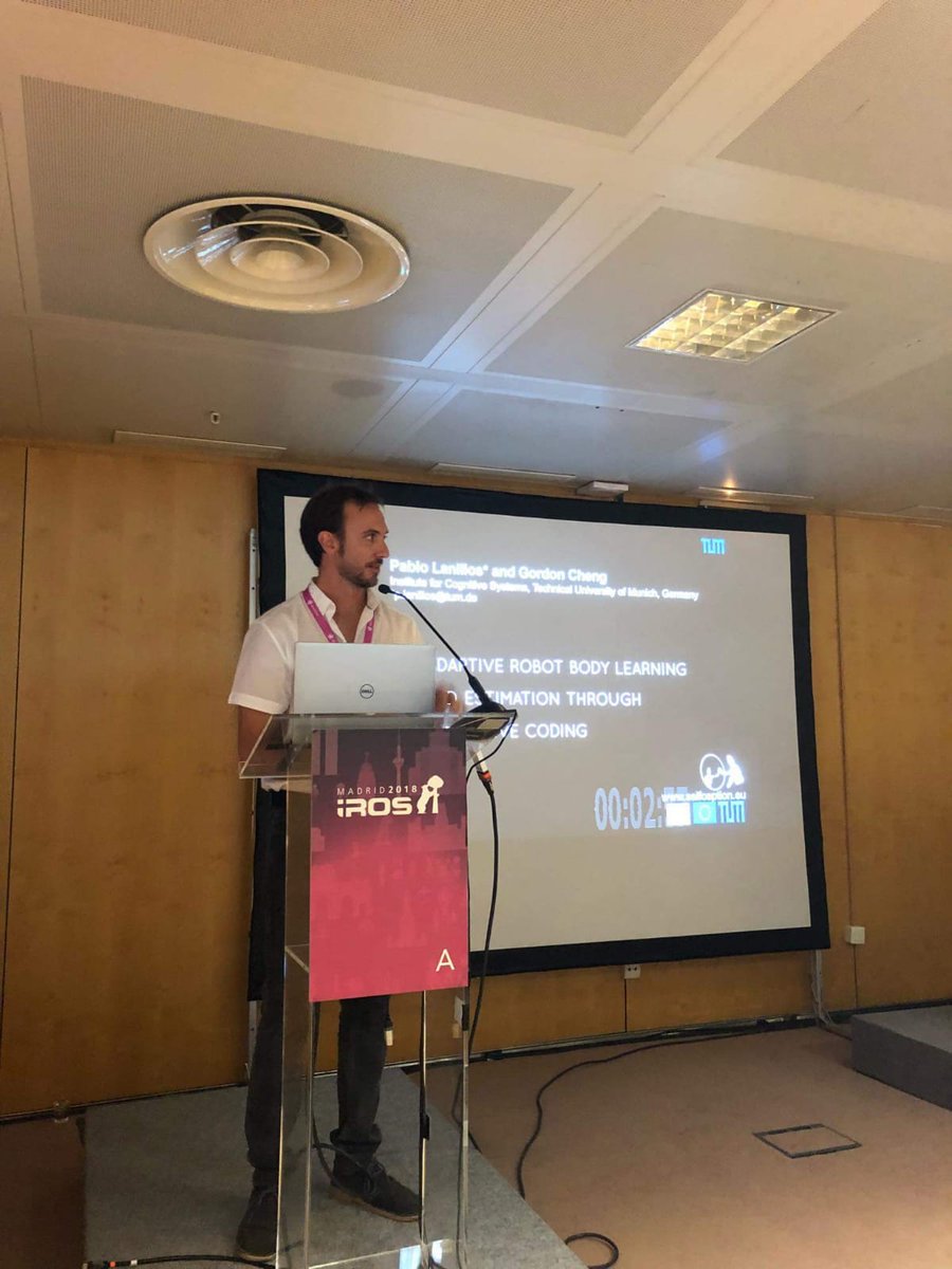 RosaPradasRegel's tweet photo. Sesión técnica de hoy @iros_2018, el ingeniero de inteligencia artificial @PLanillos @TU_Muenchen ha presentado estudio #selfception_UE #MSCA que consiste en que los robots se autoreconozcan para interactuar con su entorno y con humanos @jordipc @SociedadCerfa @MEPtraducciones https://t.co/iyMQU6cyD1