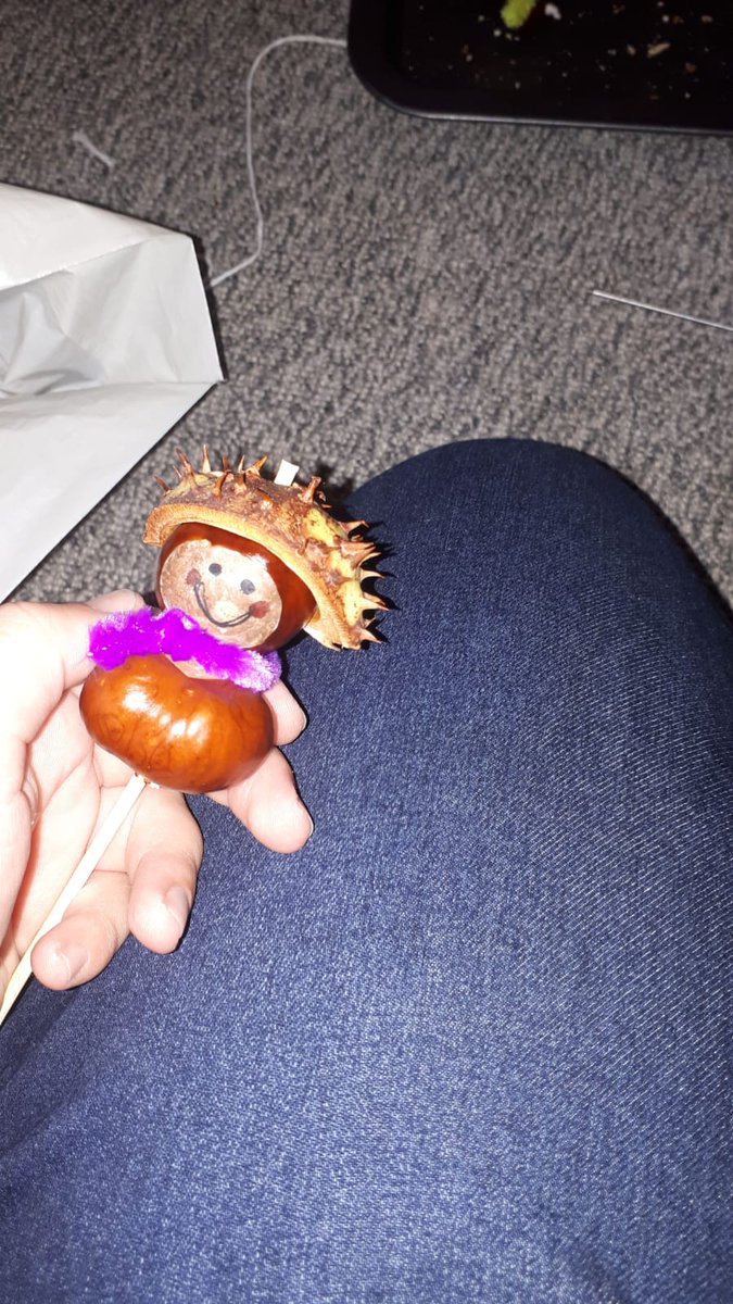 CleoAlper's tweet photo. Perfect morning running Nature Tots in Friston forest this morning. all of us went totally bonkers for Conkers 🎉 lots of Conker creations, the annual Conker throwing championship and other fun games. This is why I love Autumn 🍁🍂🍃 #LedermanTrainee #NatureTots @SussexWildlife https://t.co/HZgmt6apm0