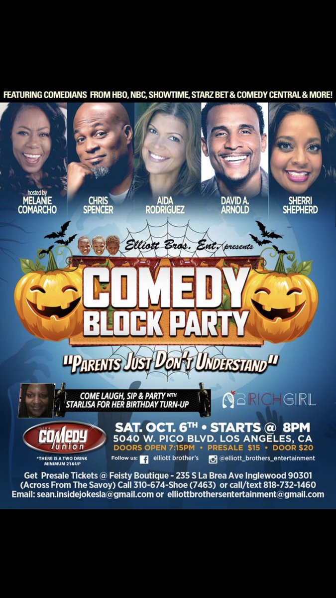 Dope lineup Alert ! #ComedyBlockParty @thecomedyunion Featuring some of the best comics in the business! See you there !