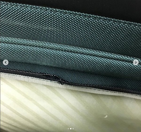 TheRainShed's tweet photo. Another customer’s suitcase was damage on a flight. She needed a quick fix for her next flight this weekend. We cut away the damaged coil, put the sliders back on the tape and applied top stops. #ykk #topstop #zipperrepair #damagedluggage #repairzipper #weloveourcustomers https://t.co/wyhsKnmTPq