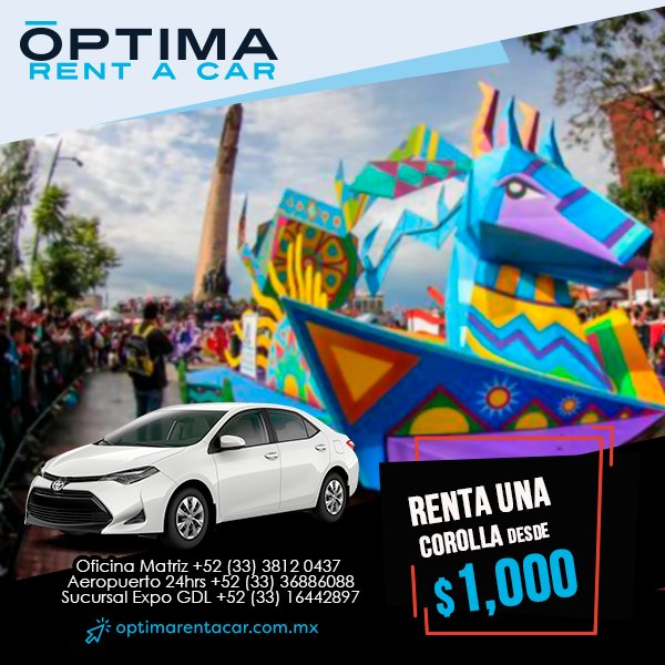 optimarentacar's tweet image. Disfruta en familia de las fiestas de Octubre con Óptima Rent A Car, ¡renta un Corolla desde $1,000 y #MuéveteSinLimites!

¡Llámanos y cotiza el tuyo HOY MISMO!
➡Oficina Matriz +52 (33) 3812 0437 
➡Aeropuerto 24 hrs +52 (33) 36886088
➡Sucursal Expo GDL +52 (33) 16442897