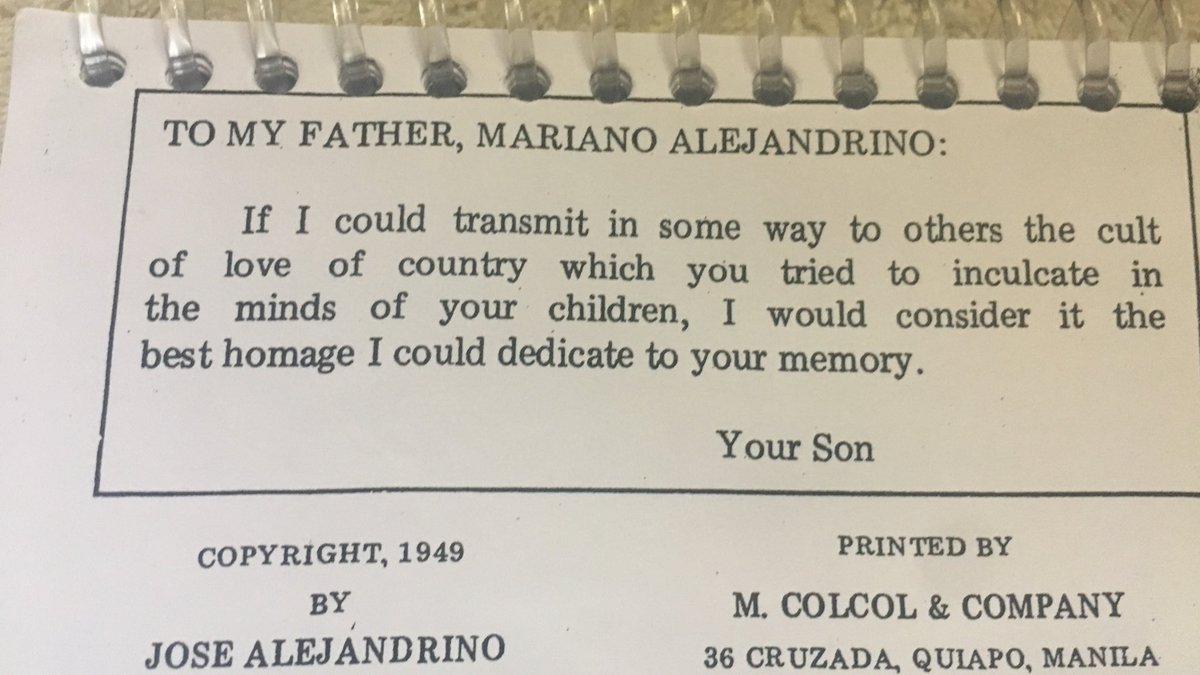 I n t e r e s t i n g l y, and because Alejandrino is my fave, mentioned as his one of his peers in this protest is Mariano Alejandrino, Jose Alejandrino’s father.He would dedicate his memoir to Mariano, which I HAD wondered about so it was nice to know the context.