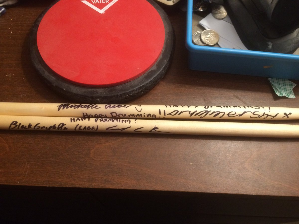 NovacoreDrums's tweet photo. Wanna win used drumstick played and signed by me. Also signed by @MichelleCreber and @BlackGryph0n ? Well RT this tweet for a chance to win. Winner will be announced Nov 30th. I’ll DM you if you win. Shipping is free. @CreberBrown #Gettingstrongeralbum. https://t.co/Il7vH9NEmd