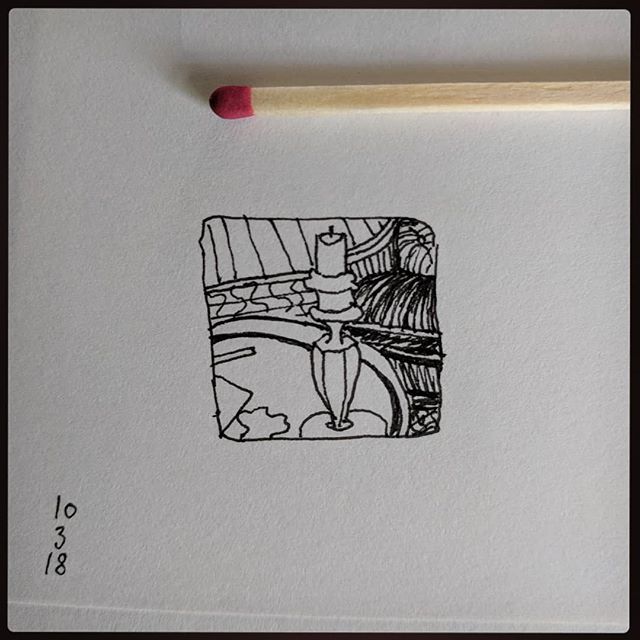 VCCable's tweet photo. Prompt is word "roasted".
When you light a candle flame,
Is the wick roasted? 
#haiku #inktober
#johnvernonlord #drawingaday #inchbyinch #inchdrawing #tinyart #victoriacableart #interior #livingroom #candle #light #flame #roasted https://t.co/xAMpOreRcP https://t.co/BqrLceSYeR