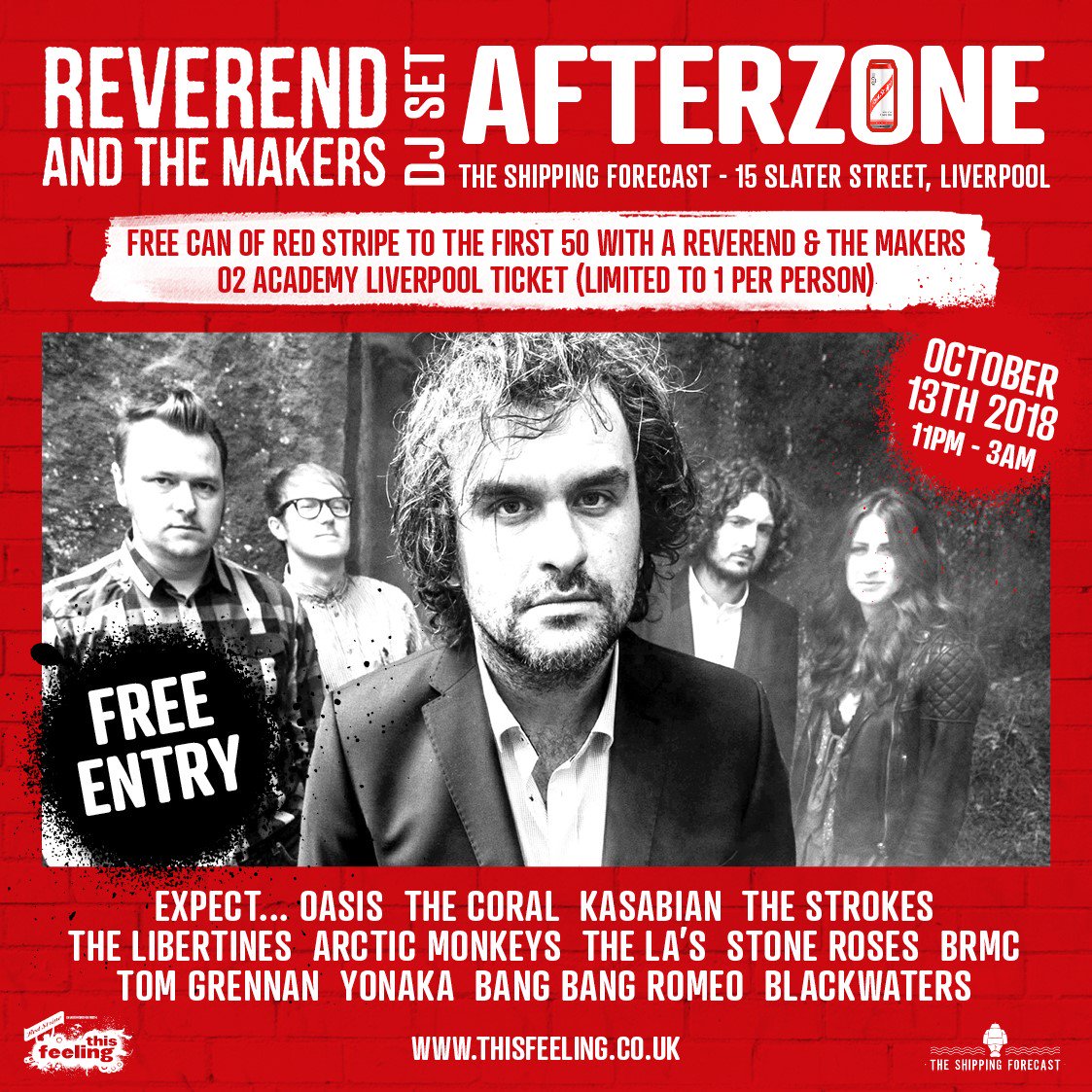 This_Feeling's tweet photo. .@Reverend_Makers Liverpool #Afterzone cos no one wants to go home after a Rev gig 💥 free @redstripeuk first 50 in free entry indie monsters till 3am 🕺🍺 

last tickets for Rev's headline @O2AcademyLpool show Oct 13 👉 @seetickets https://t.co/YTclkEry5E https://t.co/sw9wDlump4