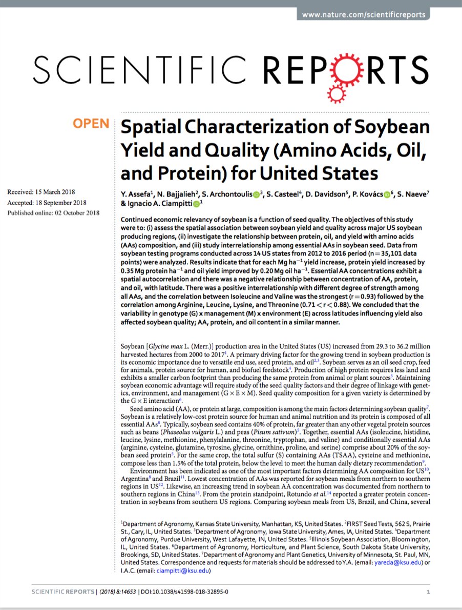ICiampitti's tweet photo. #KSUCROPS UPDATE: #New review on #soybean #yield &amp; #quality for #North America, Nature @SciReports. OPEN ACCESS: https://t.co/NjFDgSDvbR @KStateAgron @KStateRschExtn @KState_RSCAD @ArchontoulisLab @sethnaeve @kov_pet @KsSoybean @UnitedSoy https://t.co/AFj7JQp9zk