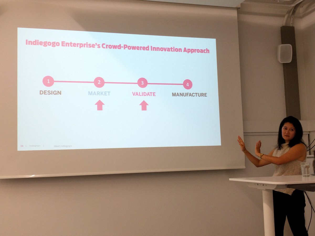 DeNiloNil's tweet photo. Have you ever thought to use a #crowdfunding campaign to #validate and #market your products before #manufacturing? Ellie Damashek from @Indiegogo explained this strategy for #innovation at @UBS Concept Space @innolabfribourg @HEG_FR https://t.co/1WpRePS2ri