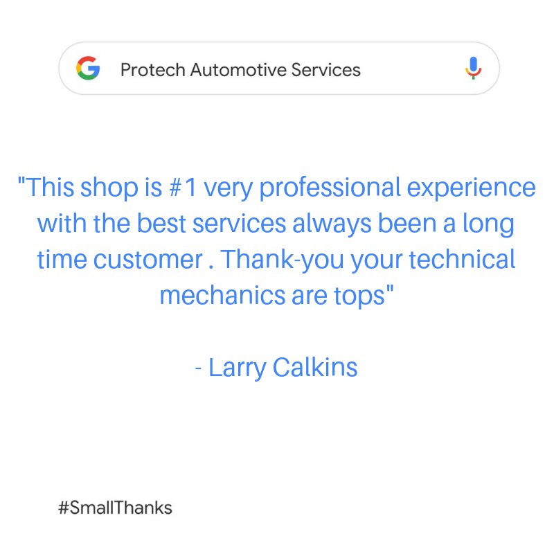 ProtechAutoSvcs's tweet photo. Thanks for the kind words, Larry! 
We appreciate your review and always look forward to seeing a familiar face! https://t.co/p3meVQTF7K