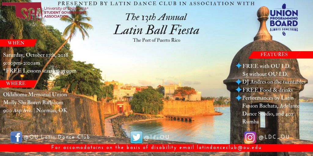 ldcOU's tweet image. FREE admission with an OU student ID and only $5 for non-students! There will be a FREE lesson at 9 PM, DJ Andres on the turntables, PROFESSIONAL performances, and of course, lots of social dancing! So come join us for a night of fun! facebook.com/LatinDanceClub…