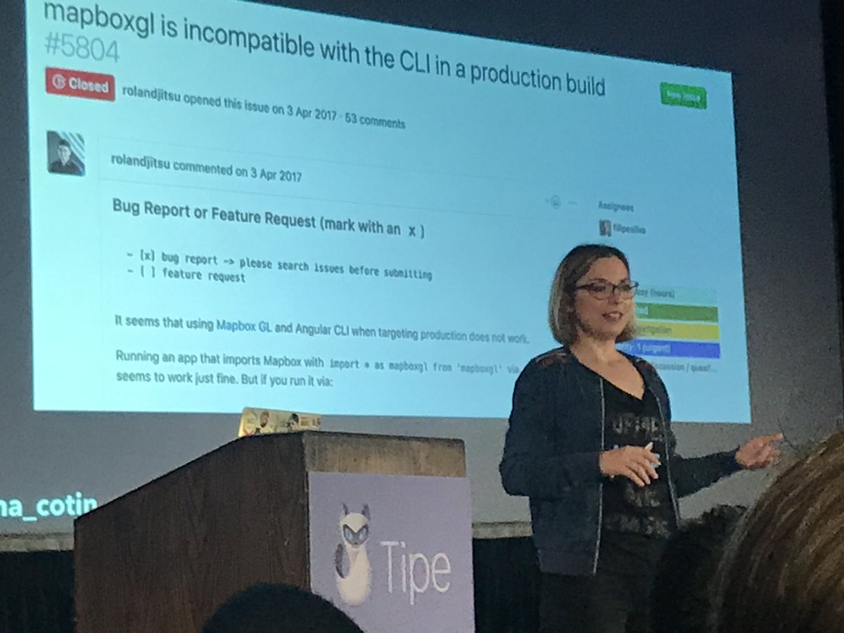 JesseS_BrieBug's tweet image. @simona_cotin is giving a great talk on animations and the differences in each framework. Really interesting things around #angularUniversal and some gotchas. #frameworksummit2018