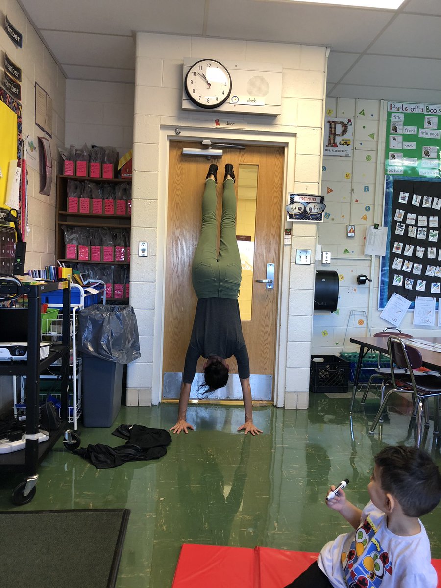 dmckiernan's tweet photo. Thank you  Ms. Lord for stepping up during our writers workshop mini lesson. When a student asked what a handstand was she jumped right in and demonstrated.  #d109pride #bvgobobcats https://t.co/vb2w6KKx6r