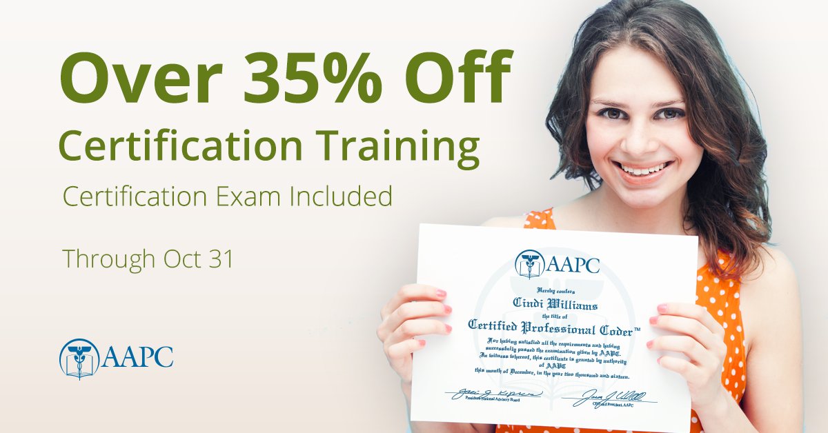 aapcstaff's tweet photo. 2019 certification training courses begin November 1st. Enroll today and save over 35% at https://t.co/S5yvc8NWx7.
#AAPC #MedicalCoding #MedicalBilling #TrainingCourses #2019Certification #EnrollToday #CertifiedProfessionalCoder #MedicalCodingStudent #CoderLife #Savings https://t.co/S1ZNp5dGhX