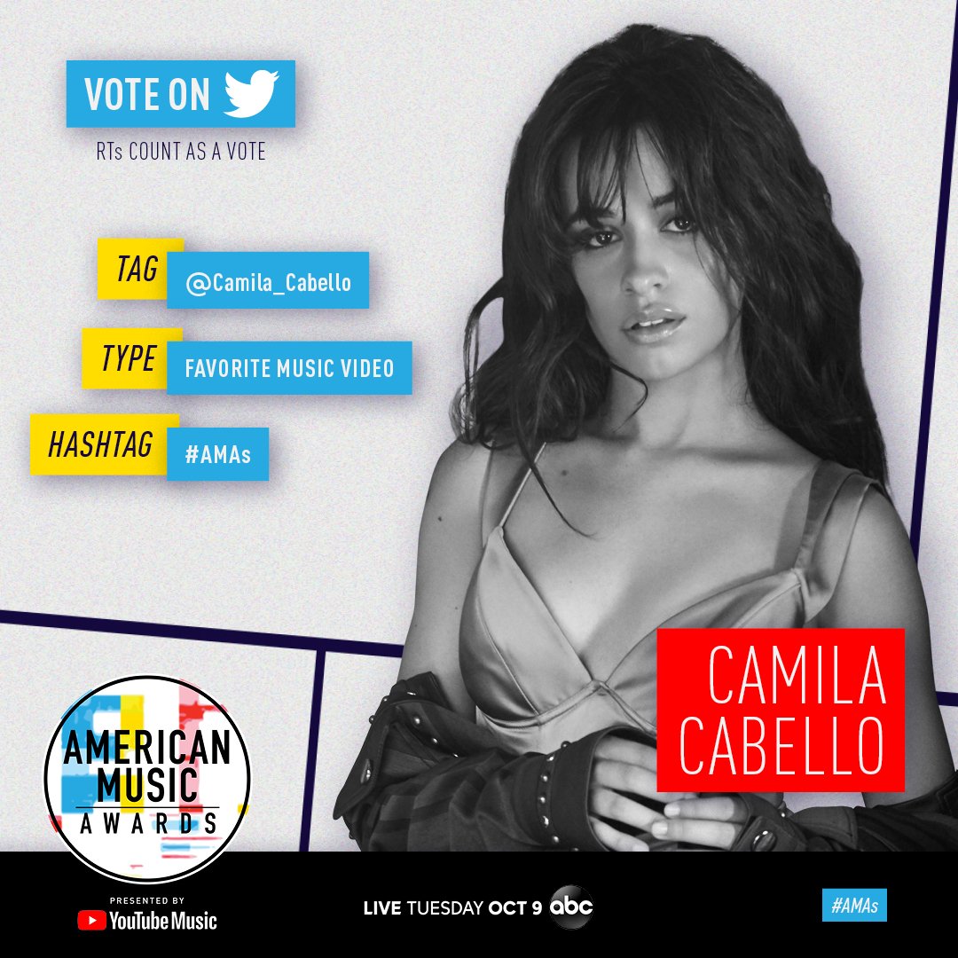 AMAs's tweet photo. Half of my heart is in Havana, ooh na-na, and the other half is with @Camila_Cabello 💕 RT to vote for her to win Favorite Music Video at the #AMAs! https://t.co/UgGGz4UqRG