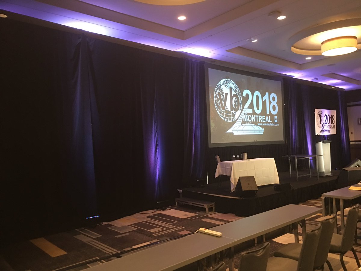 zh4ck's tweet image. I love it that even the room names are false flags at #vb2018. The left one is called the red room, right one is called the green room. #obviously