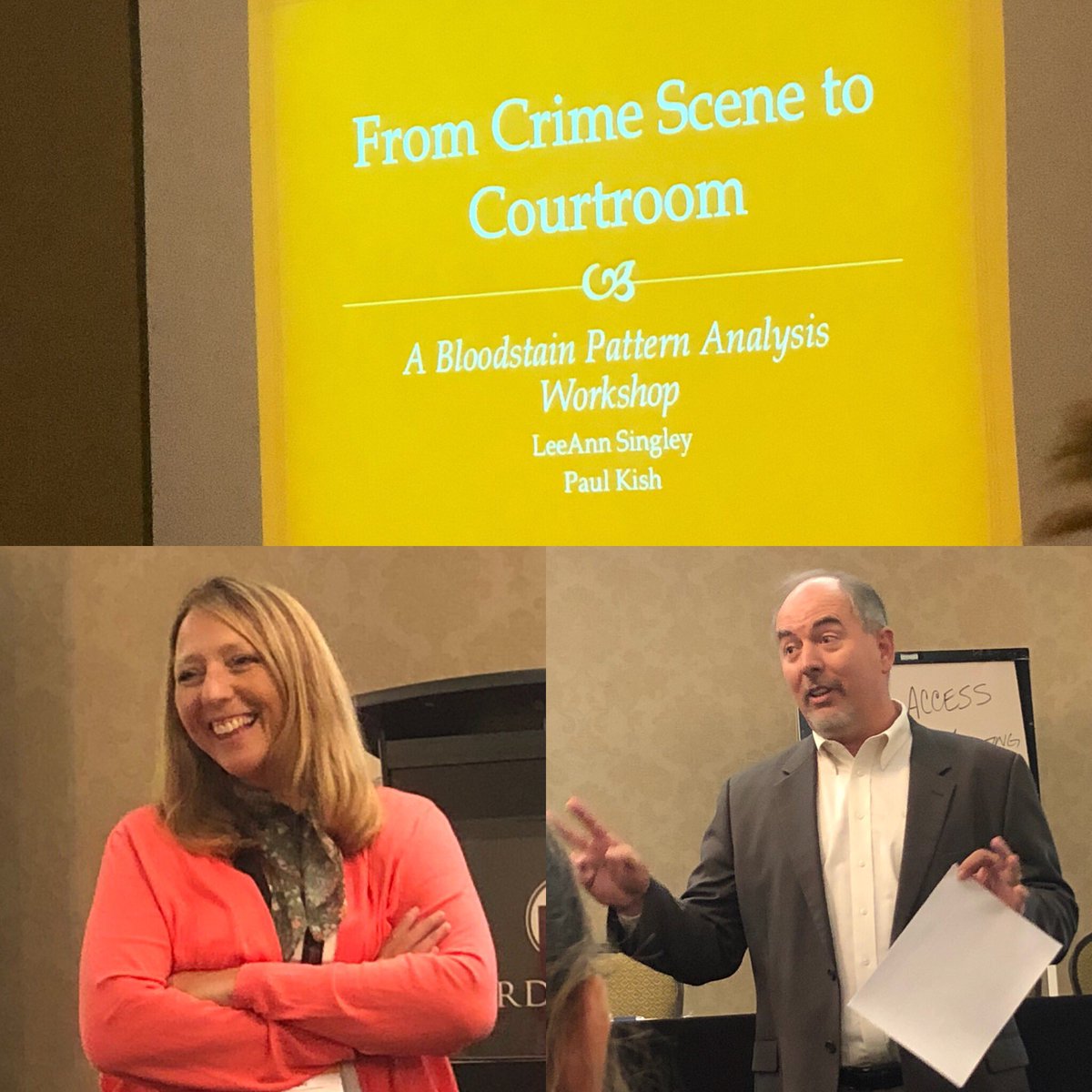 CelestinaRossi1's tweet image. From Crime Scene to Courtroom @iabpa2018 from LeeAnn and Paul #iabpa2018 #bloodstainpatternanalysis