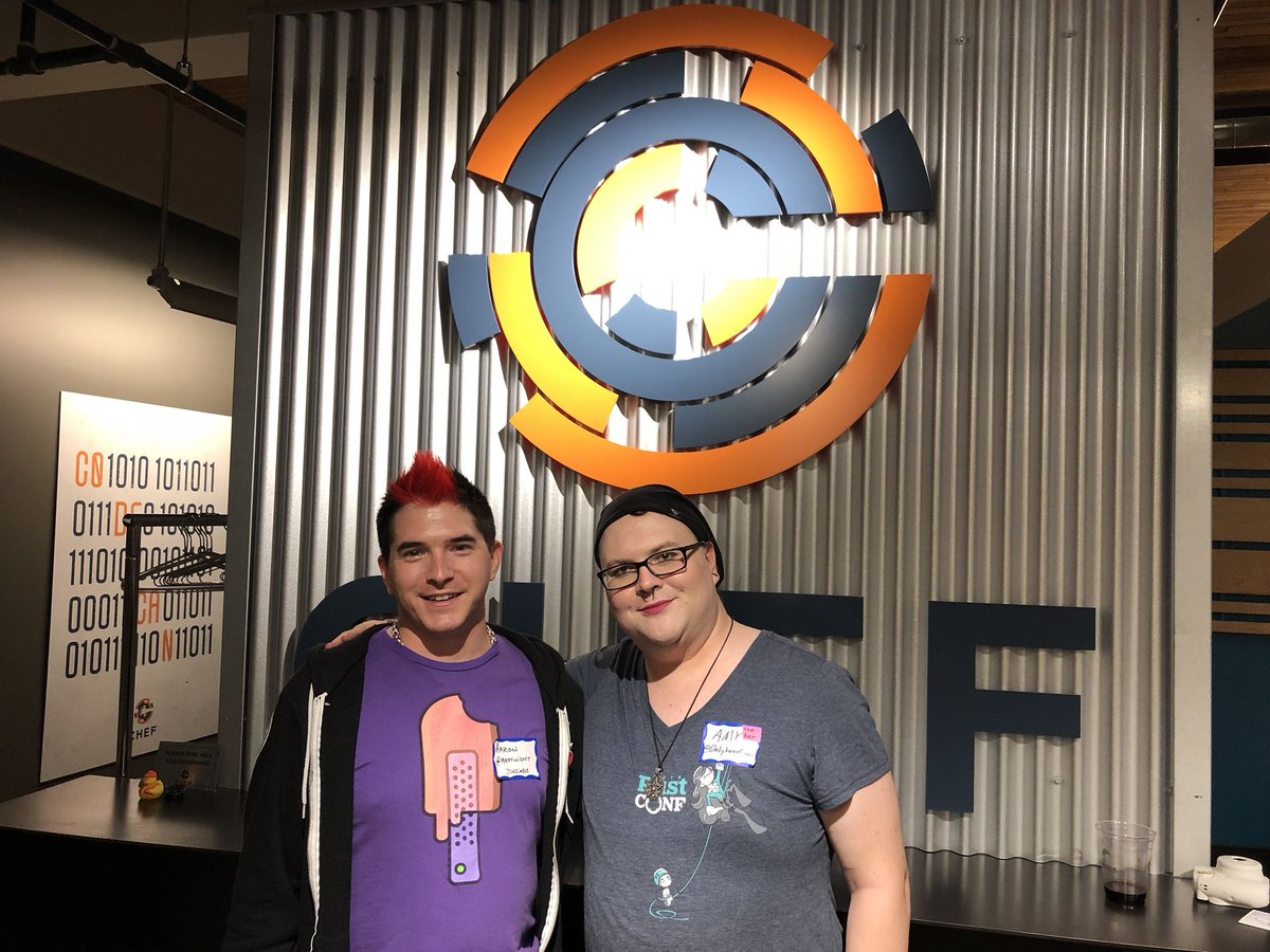 dnsimple's tweet photo. So proud to have @martinisoft and @OnlyHaveCans being part of @chef Community Summit in Seattle 2018 #ChefSummit #ChefFriends! 🙂 https://t.co/NDMrfxQjjP