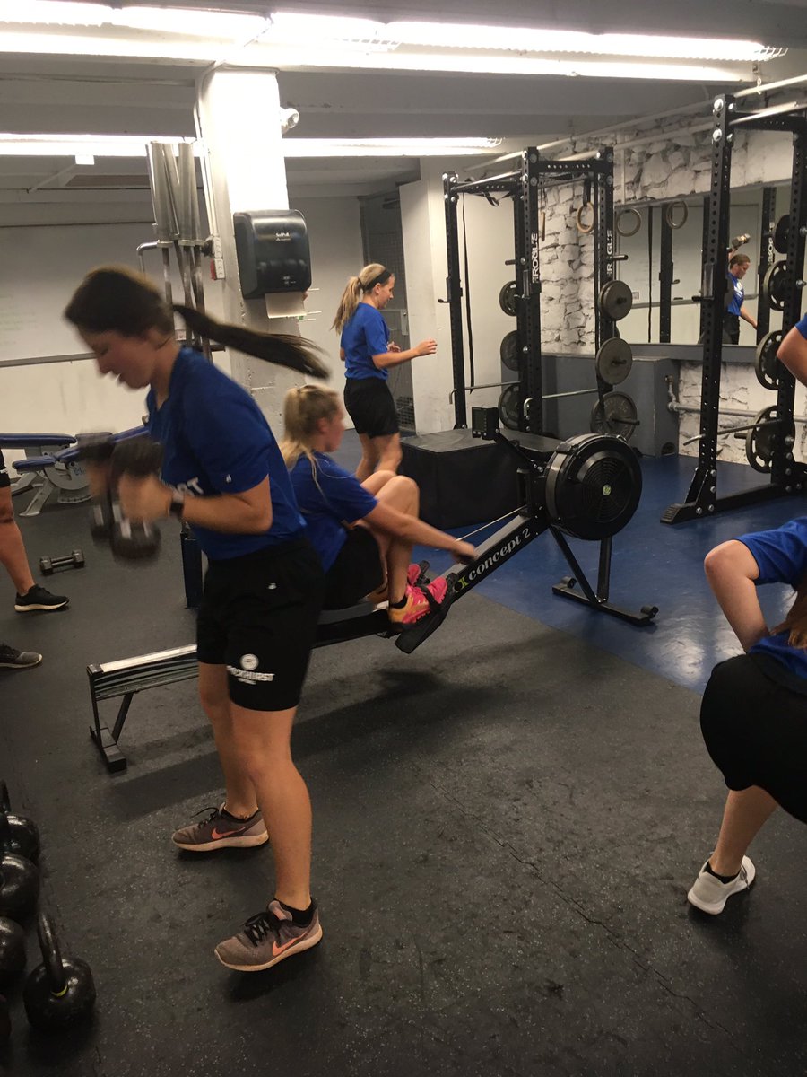RockUSoftball's tweet photo. Hawks grinding out our conditioning competition early this morning #BoatsNRows #waterbottles https://t.co/G2pYRI0NW4