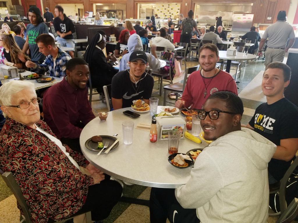 ODU students welcomed <a href="/PeaceDominicans/">Peace Dominicans</a> Sisters to join them for lunch and conversation today in Hamilton Hall, donating a meal swipe to buy lunch for the Sisters during "Swipe a Sister for Lunch" as part of our Founders Day activities. #ODU #ODUFoundersDay