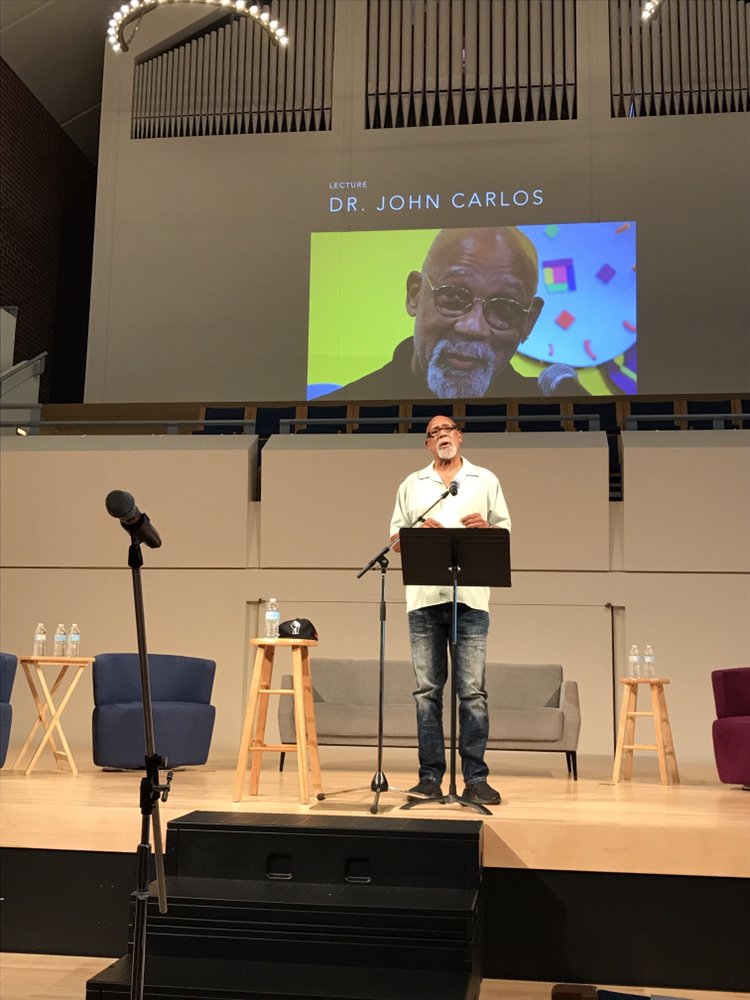 npuchicago's tweet photo. “I didn’t grow up to be an activist. I guess God had plans for me while I was in the womb.” Dr. John Carlos #npuchicago #catalyst606 https://t.co/bMhRjpO376